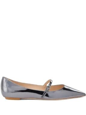 Stuart Weitzman Emilia Mary Janes Cool Gray Specchio Flats